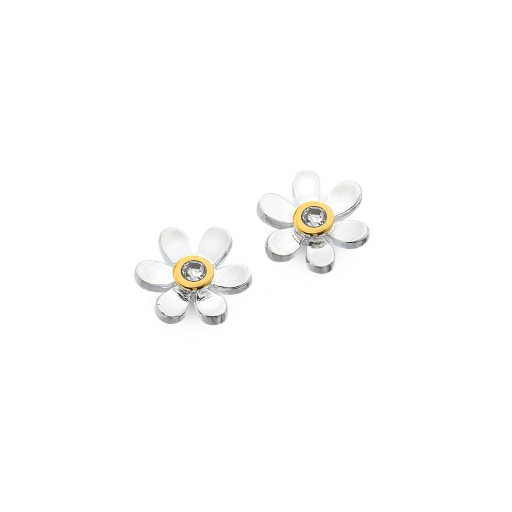 April birthstone daisy studs - SilverOrigins