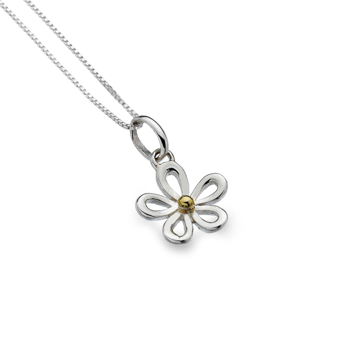 Daisy Pendant Necklace, Sterling Silver & Brass, Handcrafted