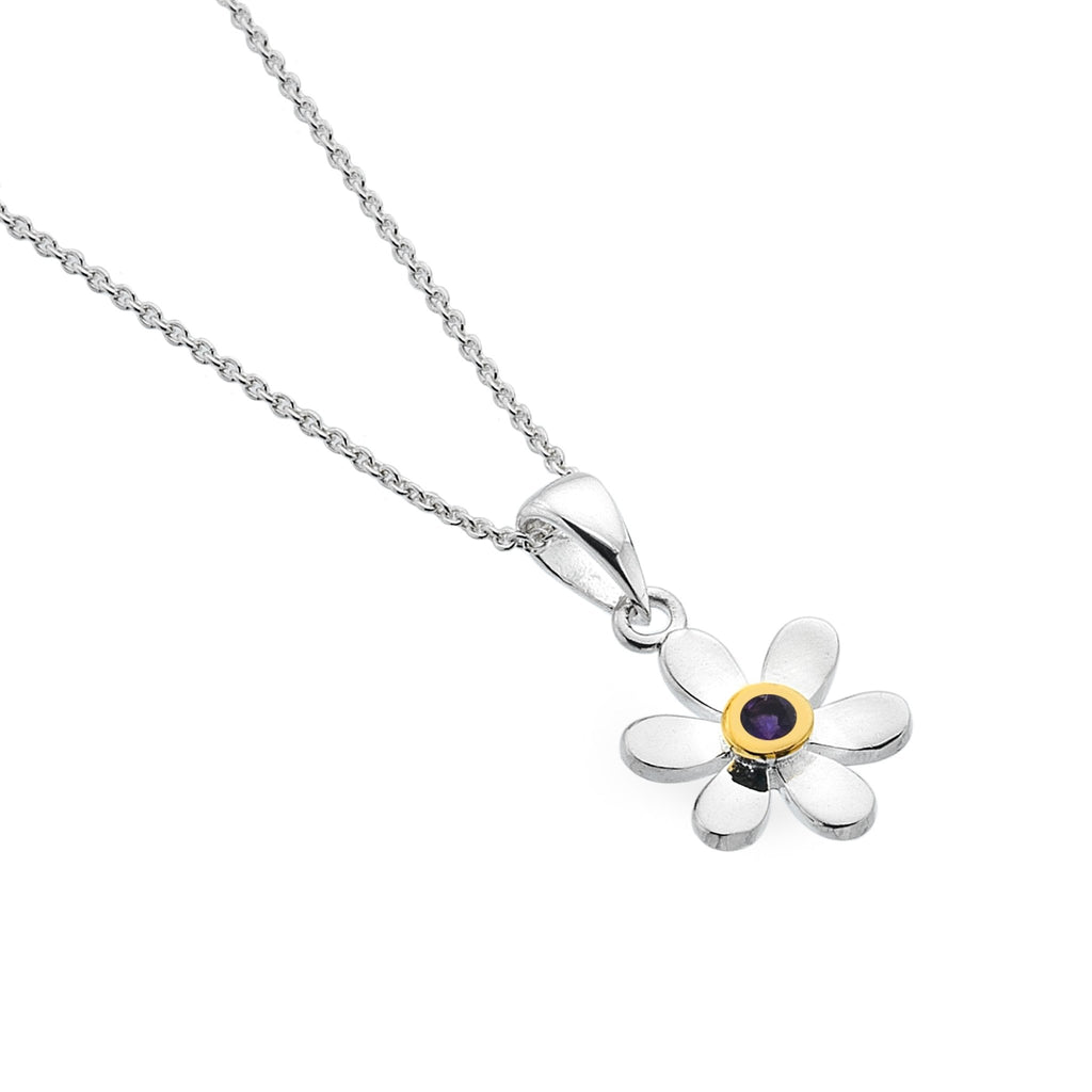 February birthstone daisy pendant - SilverOrigins
