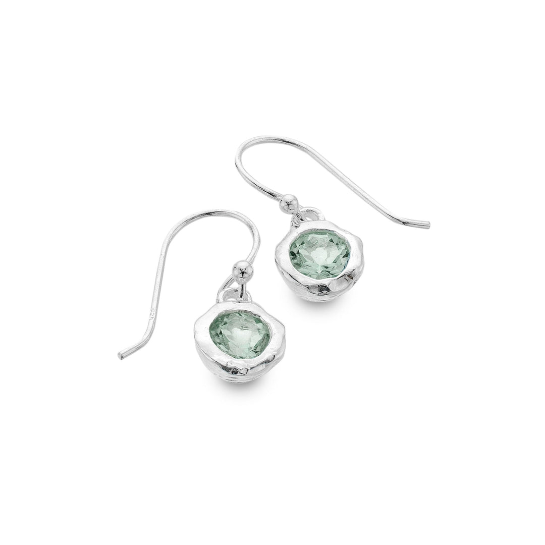 Green quartz rock earrings