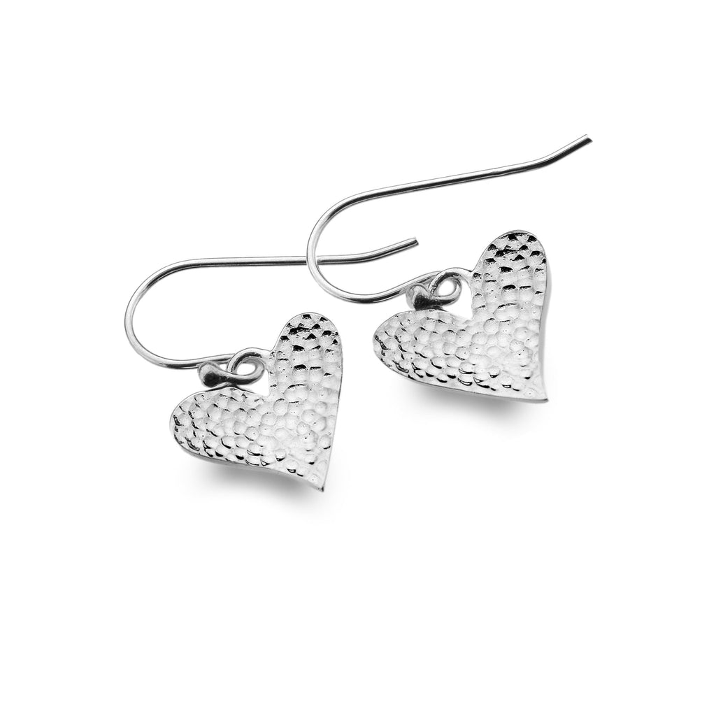 Hammered Love Heart Earrings - SilverOrigins