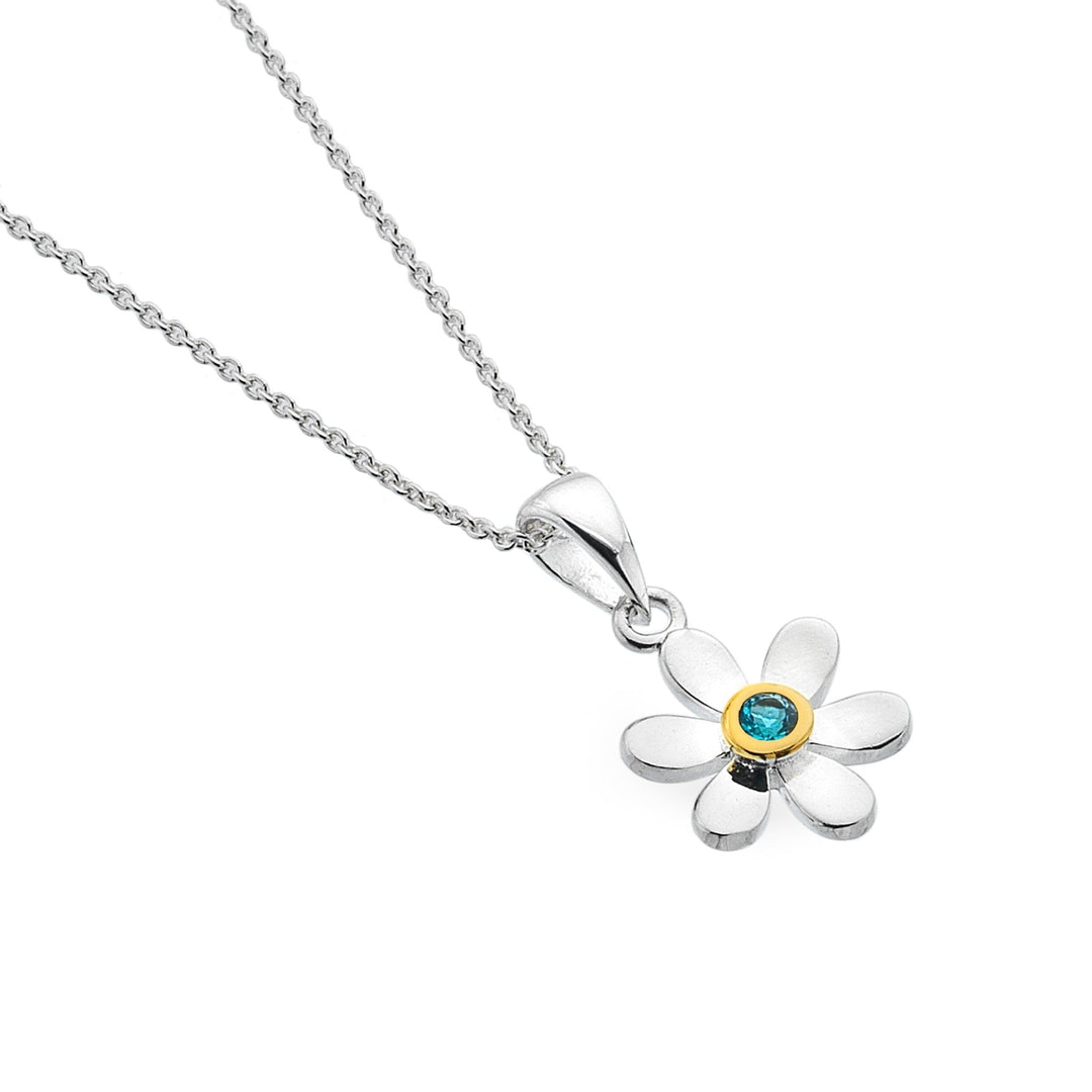 March birthstone daisy pendant