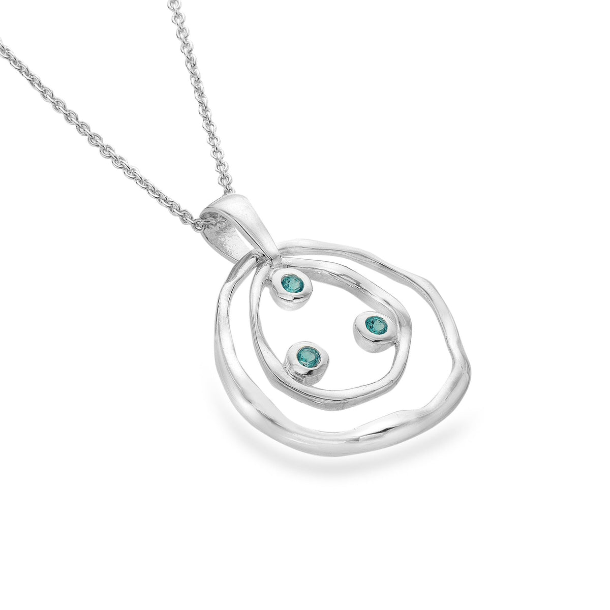 Ocean Embrace Pendant Necklace in Sterling Silver With Blue Topaz