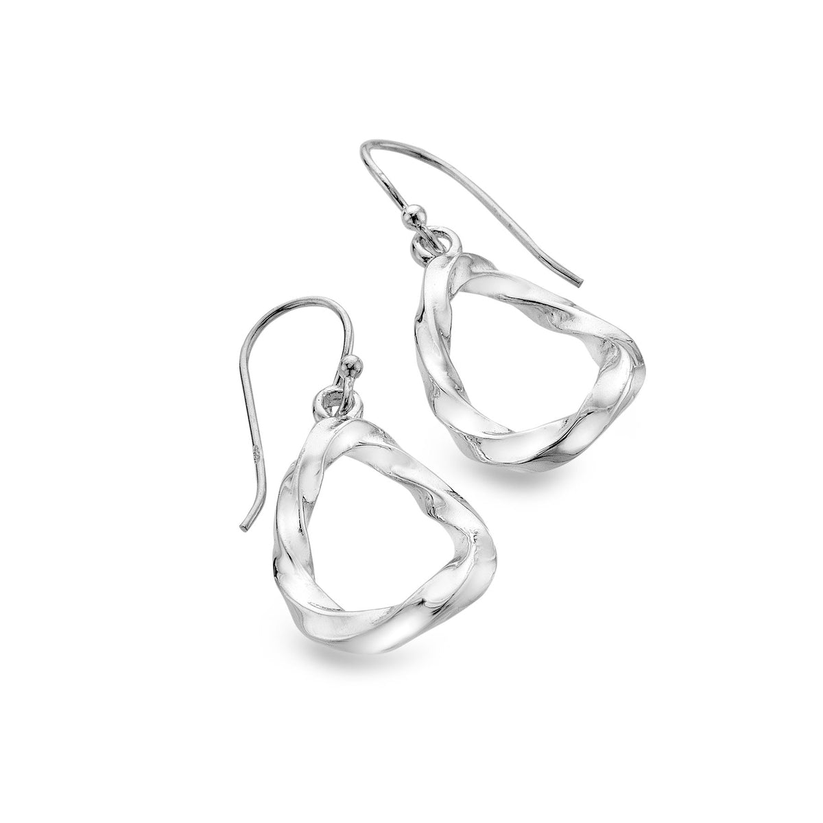 Twisting Swirl Earrings, Sterling Silver, Cornish Waters Inspired Design, Handcrafted