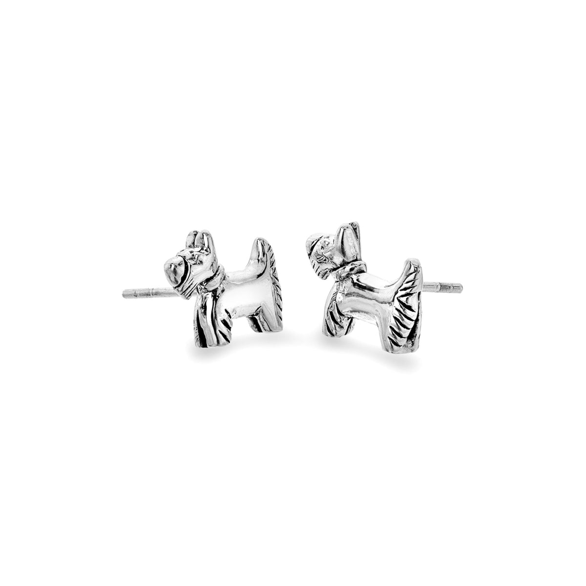 Scottie Dog Stud Earrings Sterling Silver