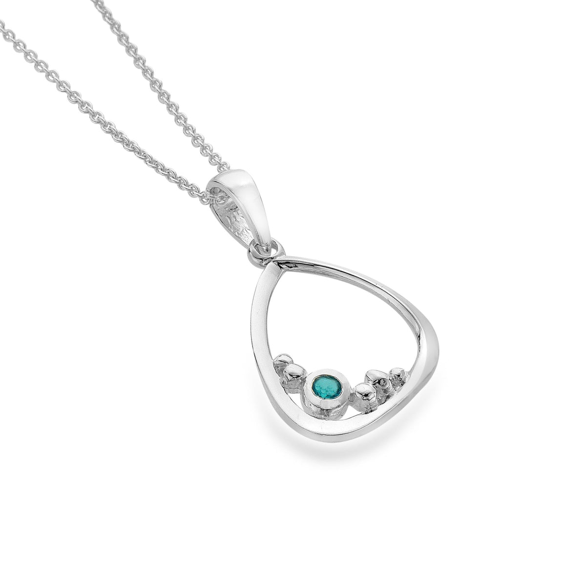 Cornish Secret Cove Pendant Necklace in Sterling Silver With Blue Topaz