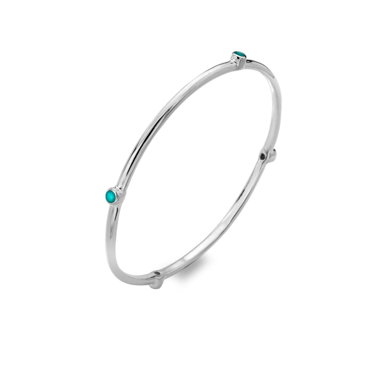 Sterling Silver & Turquoise Stones Bangle, Handcrafted, Designed 