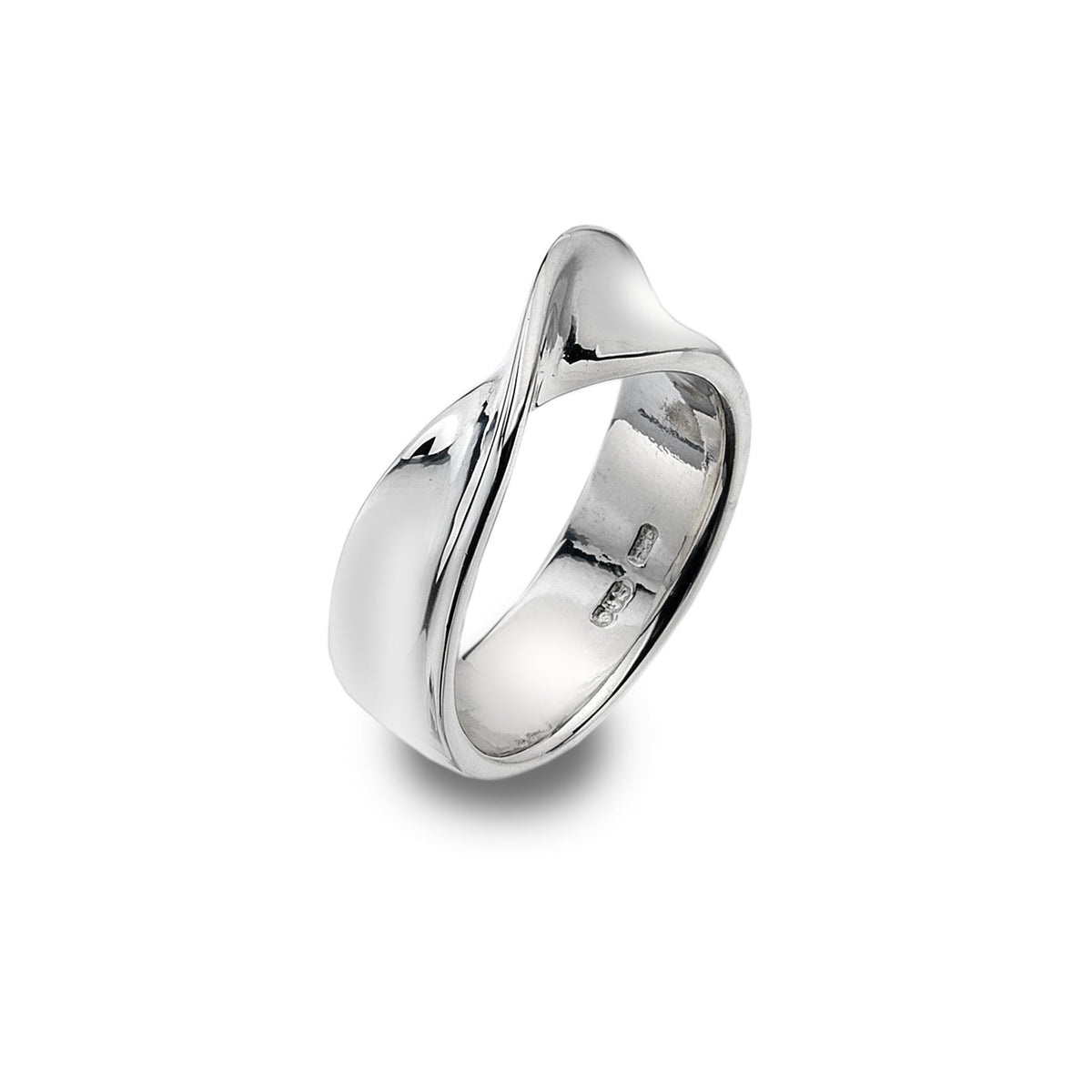 Silver Wave Twist Band Ring
