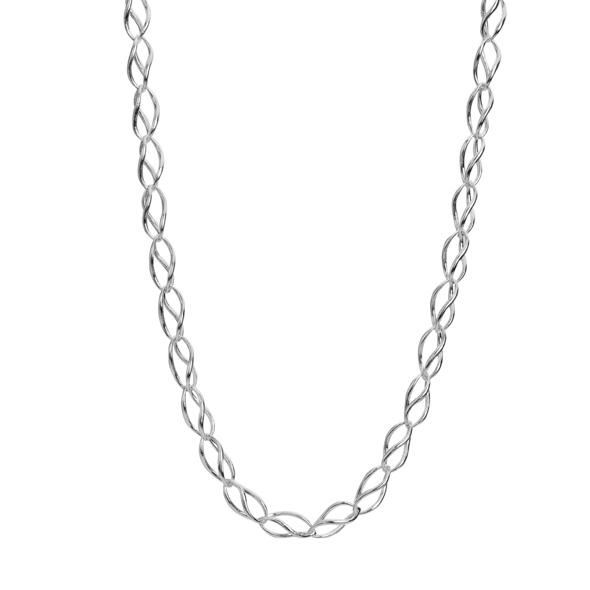 Silver Chain Necklace with Twisted Oval Links