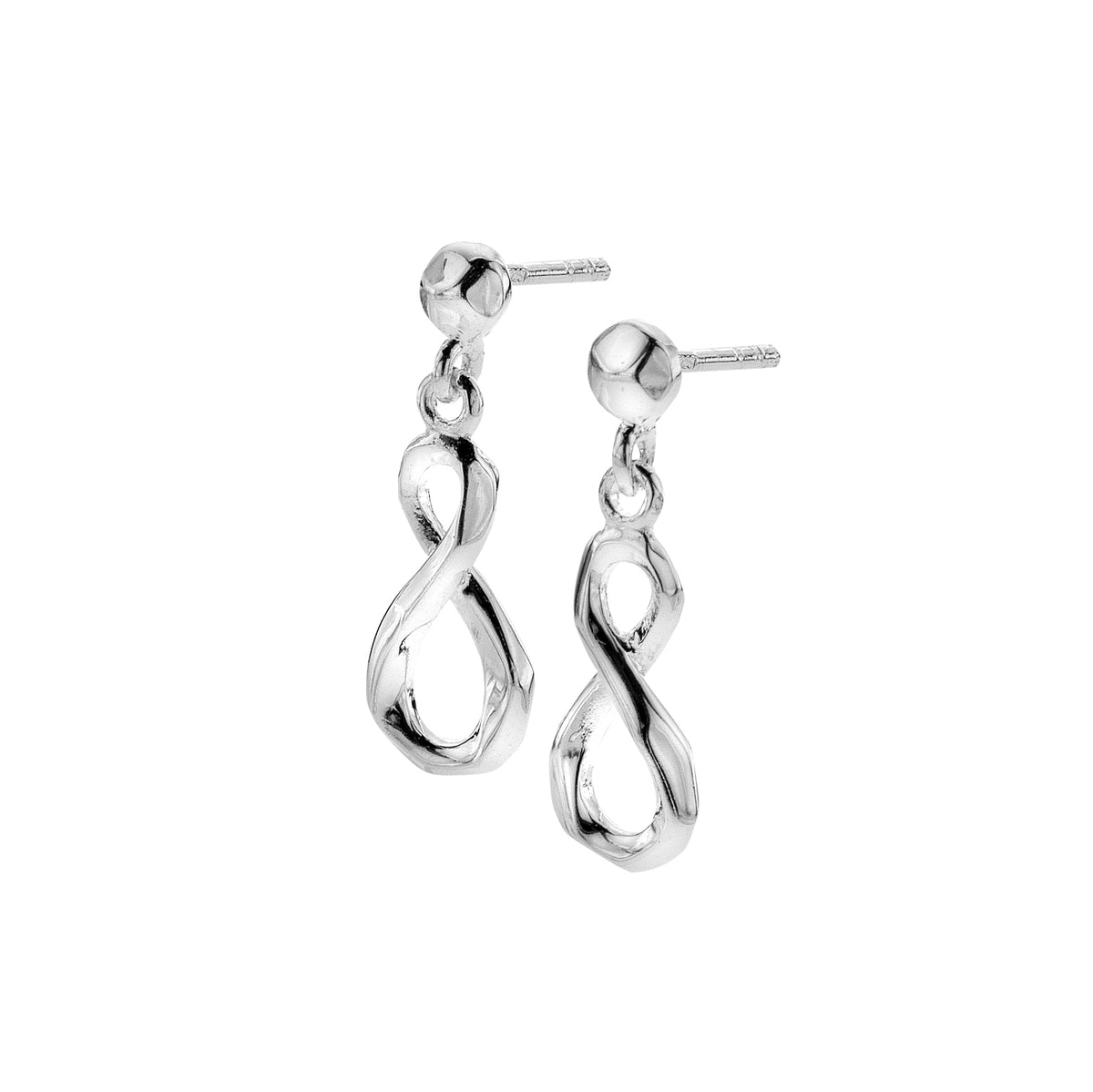 Silver Infinity Knot Drop Earrings - Twist Design
