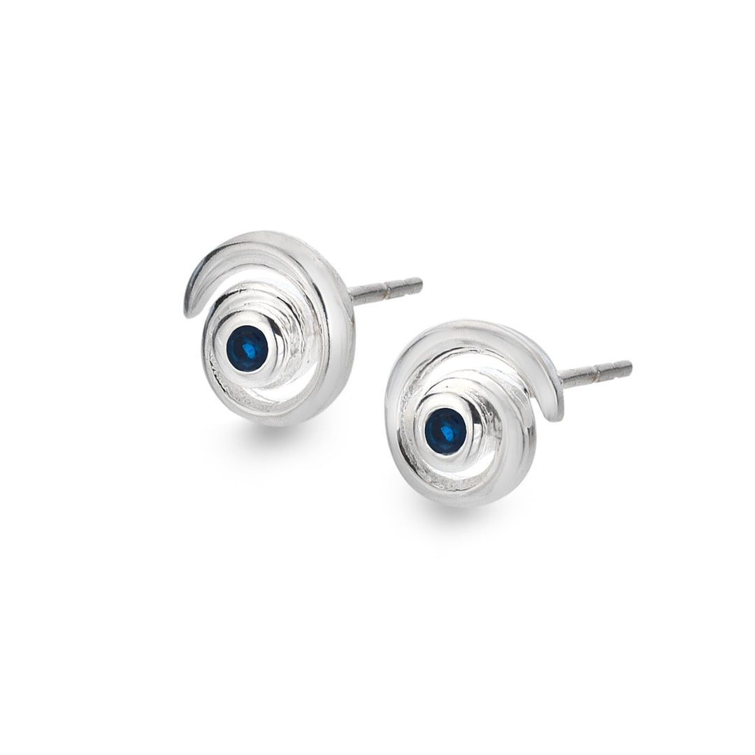 Blue Spiral Wave Studs