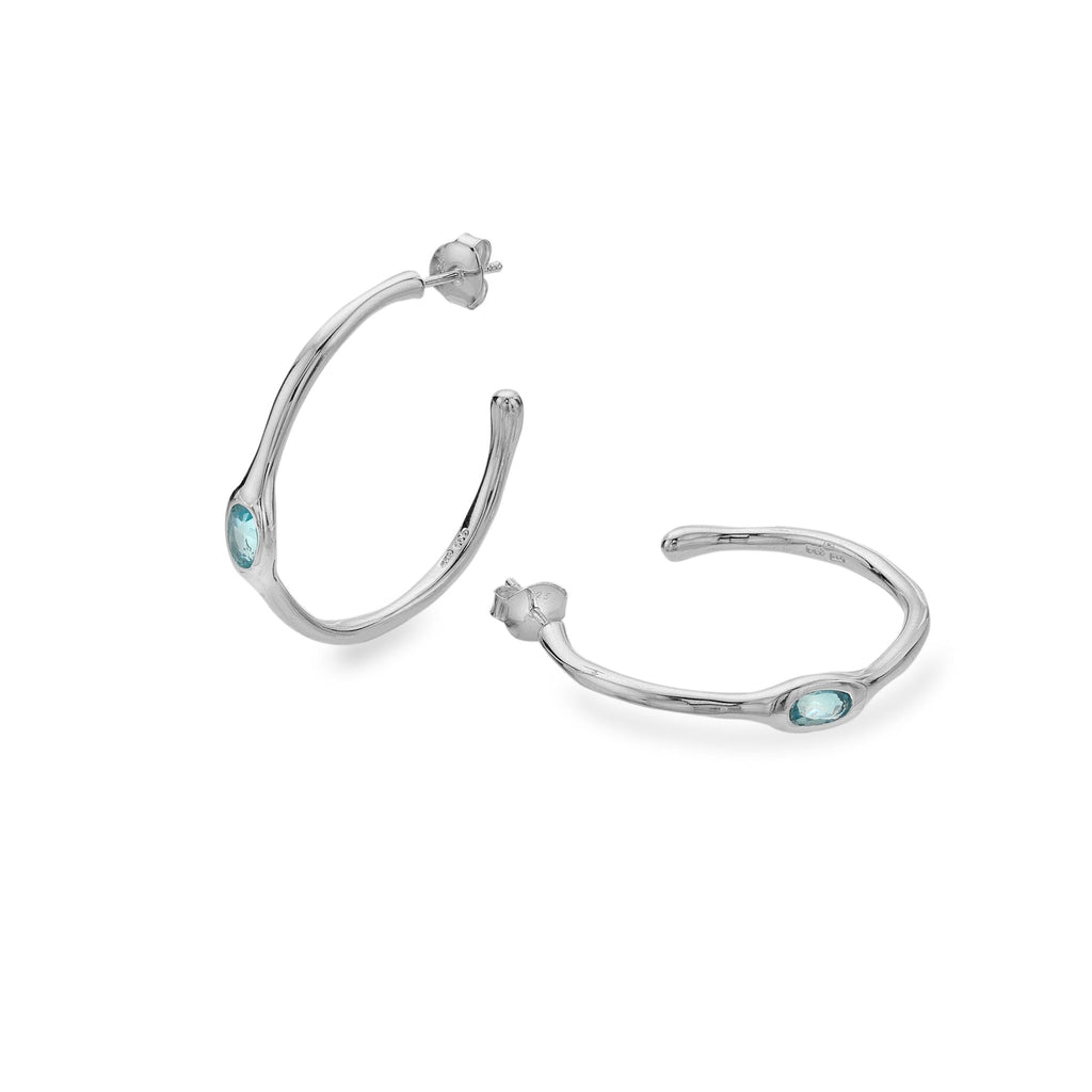 Blue topaz organic hoops - SilverOrigins