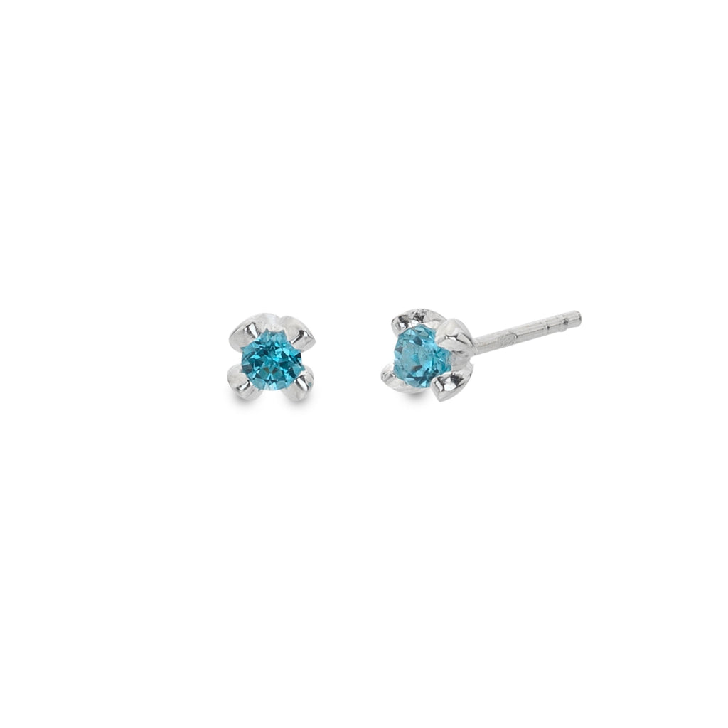 Blue topaz petal studs - SilverOrigins