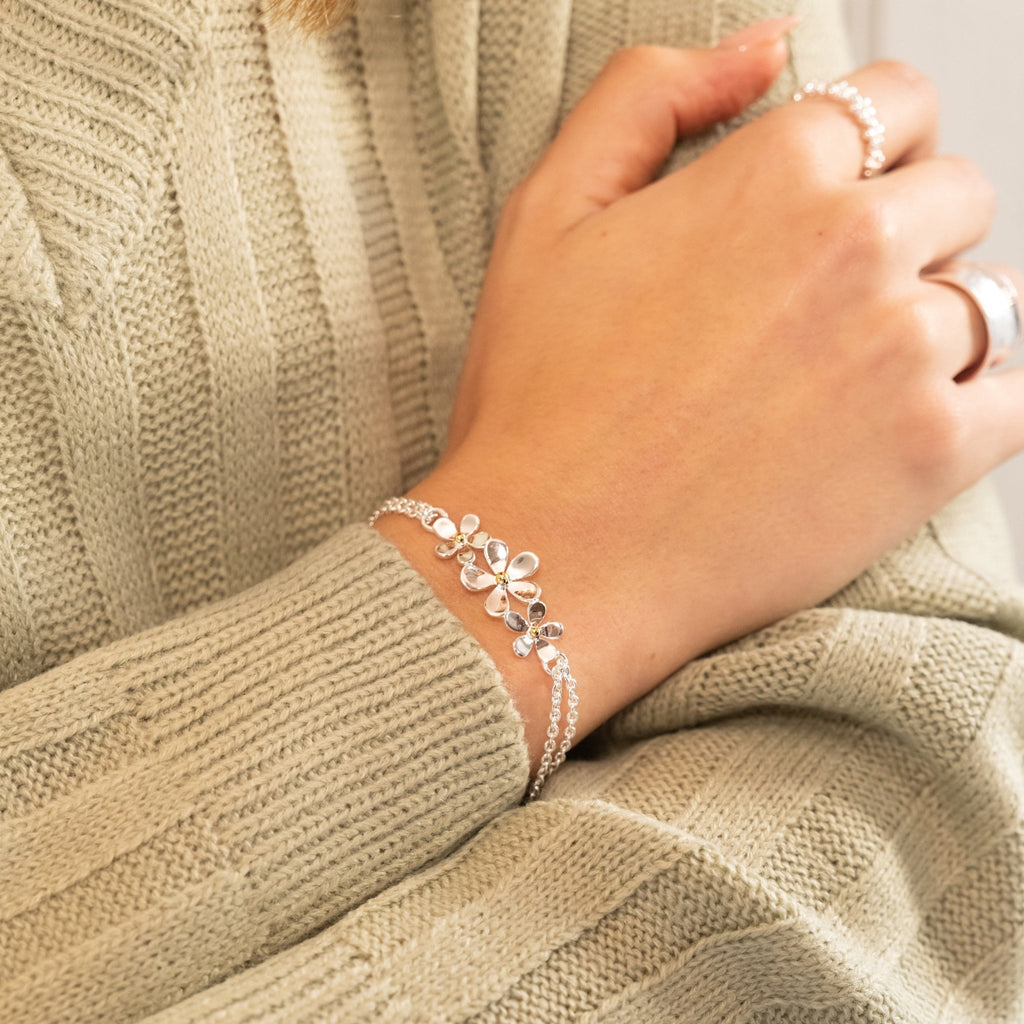 Daisy Cluster Bracelet - SilverOrigins