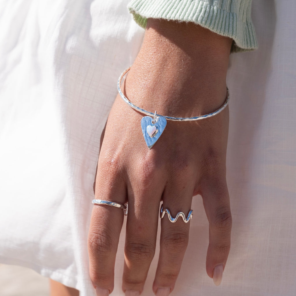 Forever Opalite Heart bangle - SilverOrigins