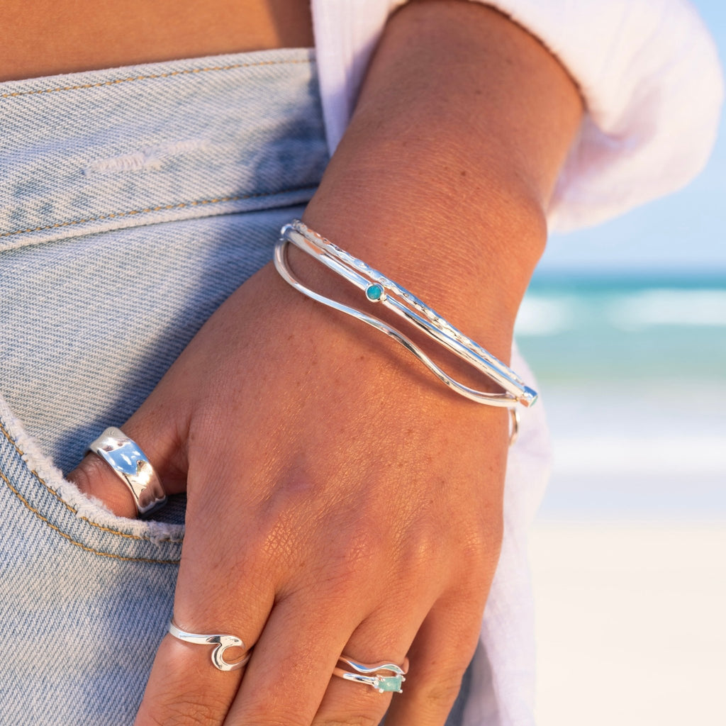 Hammered stacking bangle - SilverOrigins