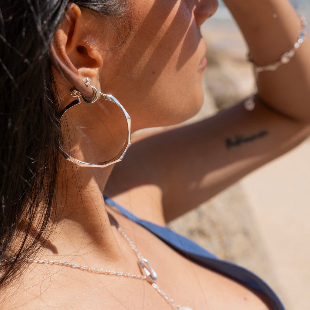 Mor stone maxi hoops - SilverOrigins