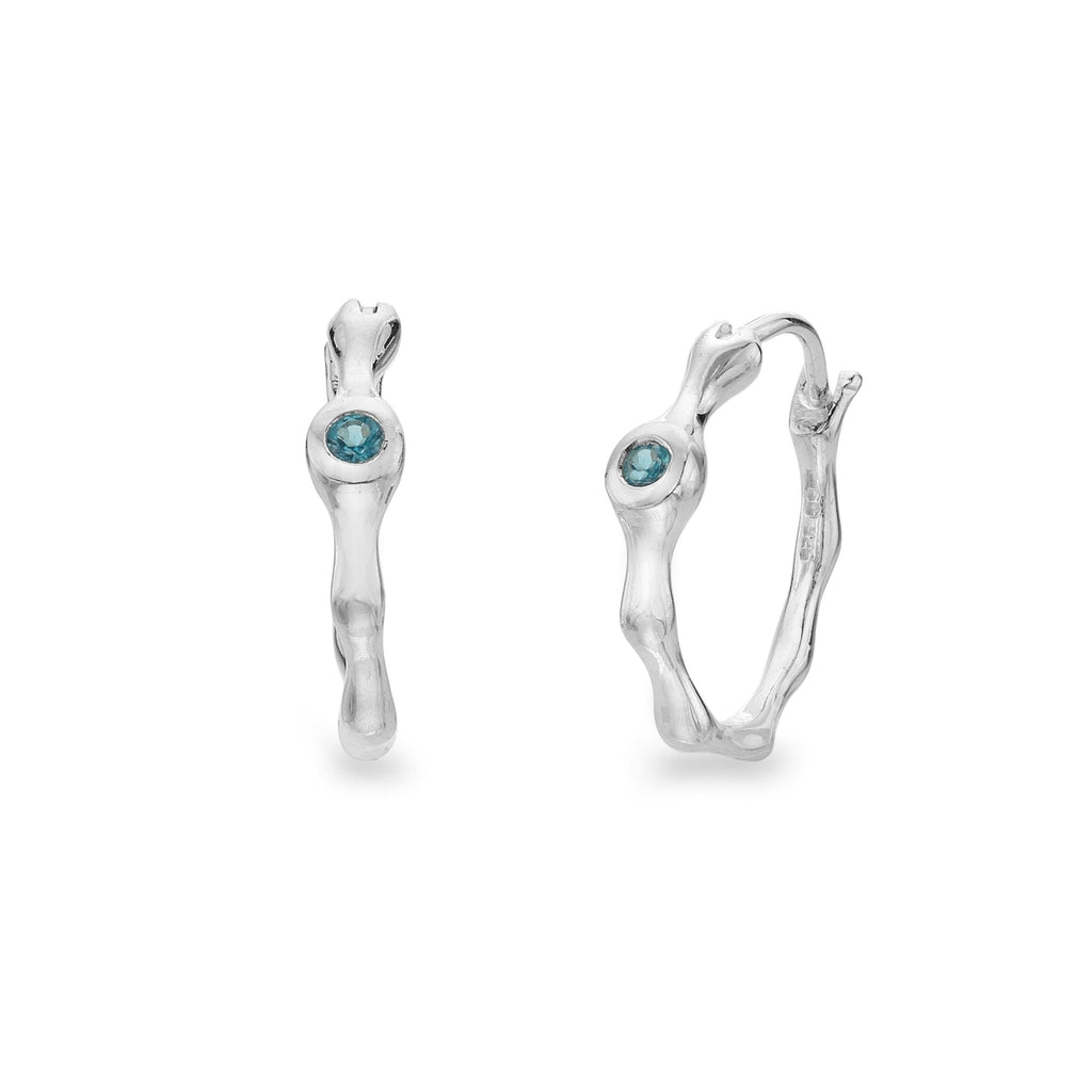 Organic blue topaz hoops - SilverOrigins