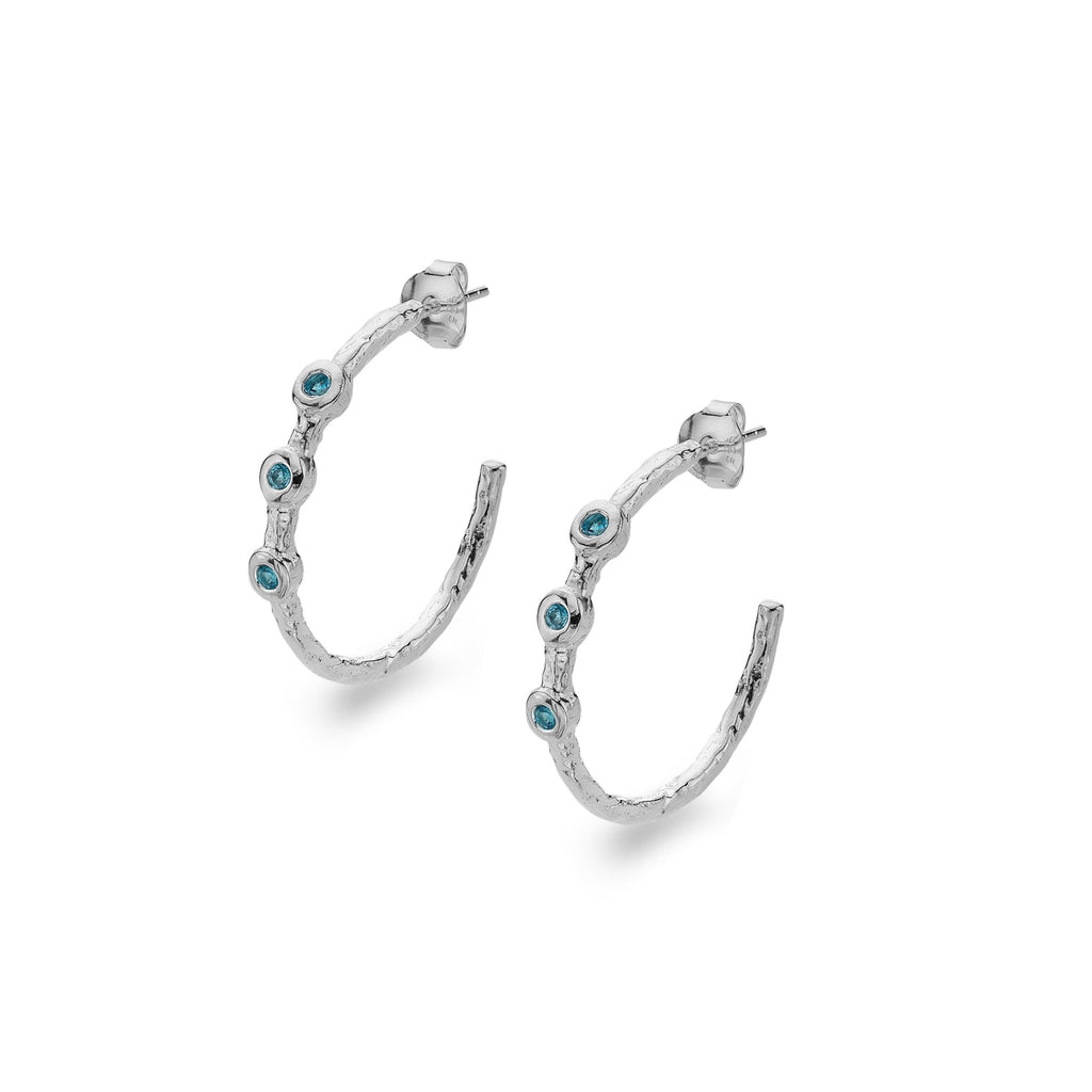 Sea Siren Blue Topaz Hoops - SilverOrigins