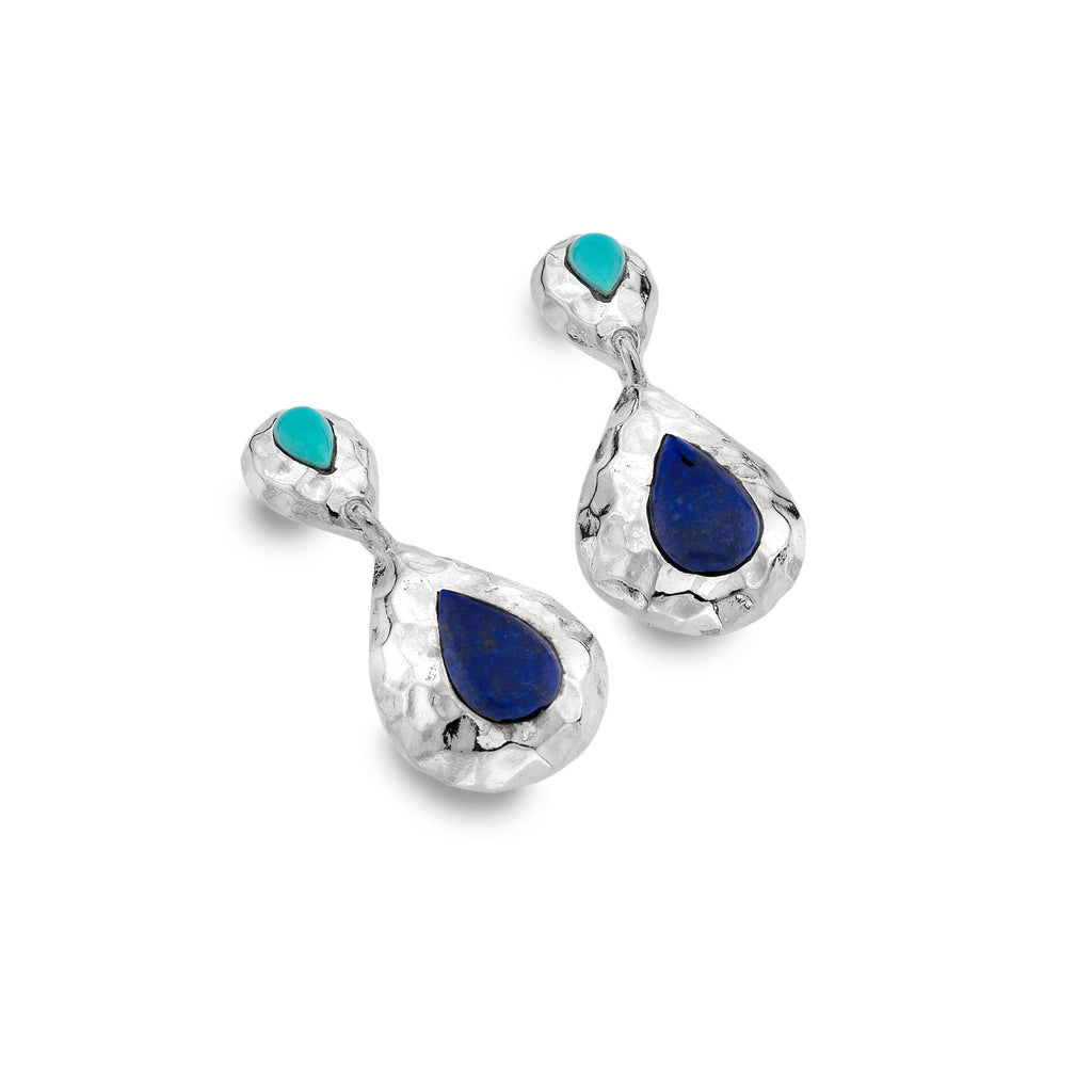 Aqua drop Earrings - SilverOrigins