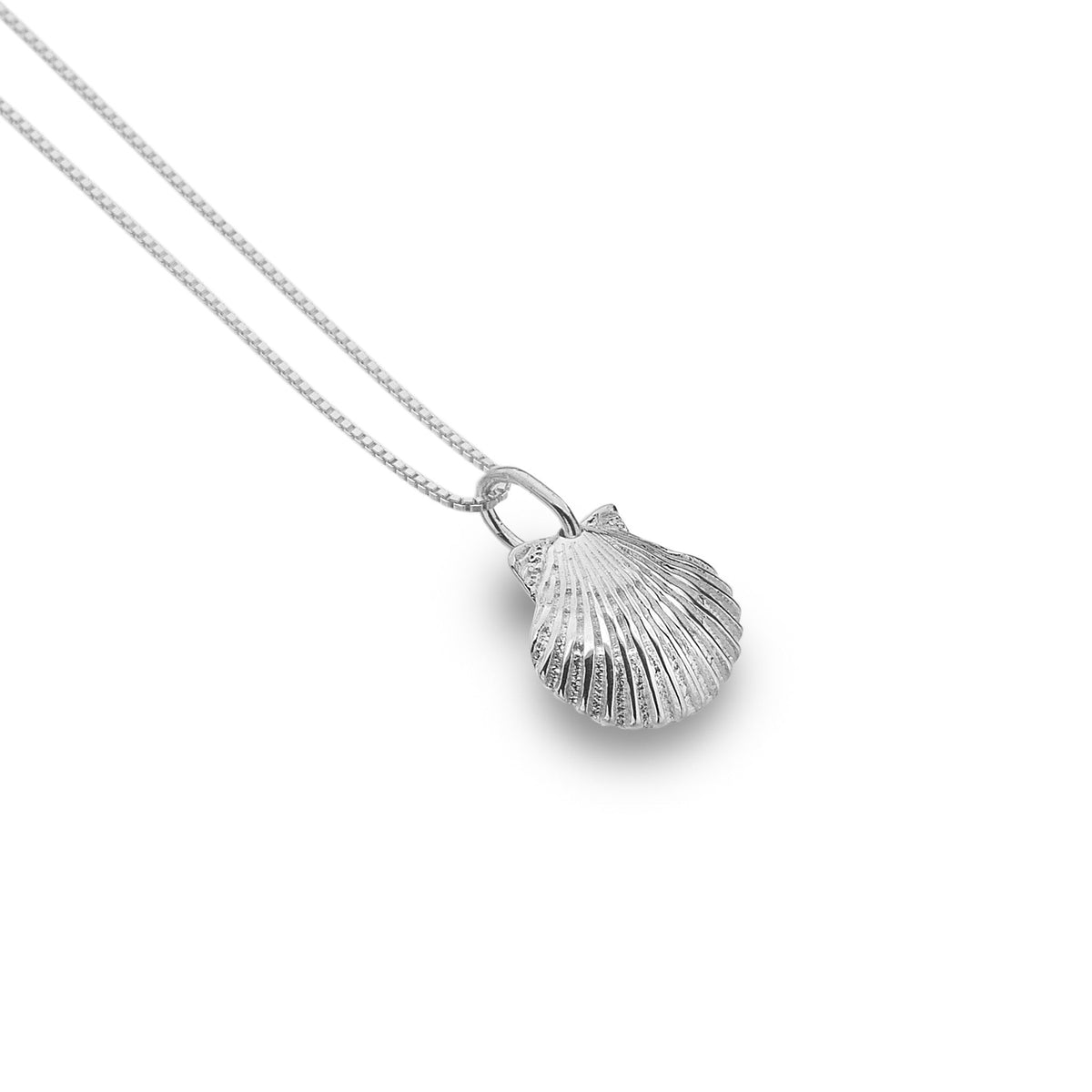 Scallop Shell Pendant Necklace, Sterling Silver, Handcrafted