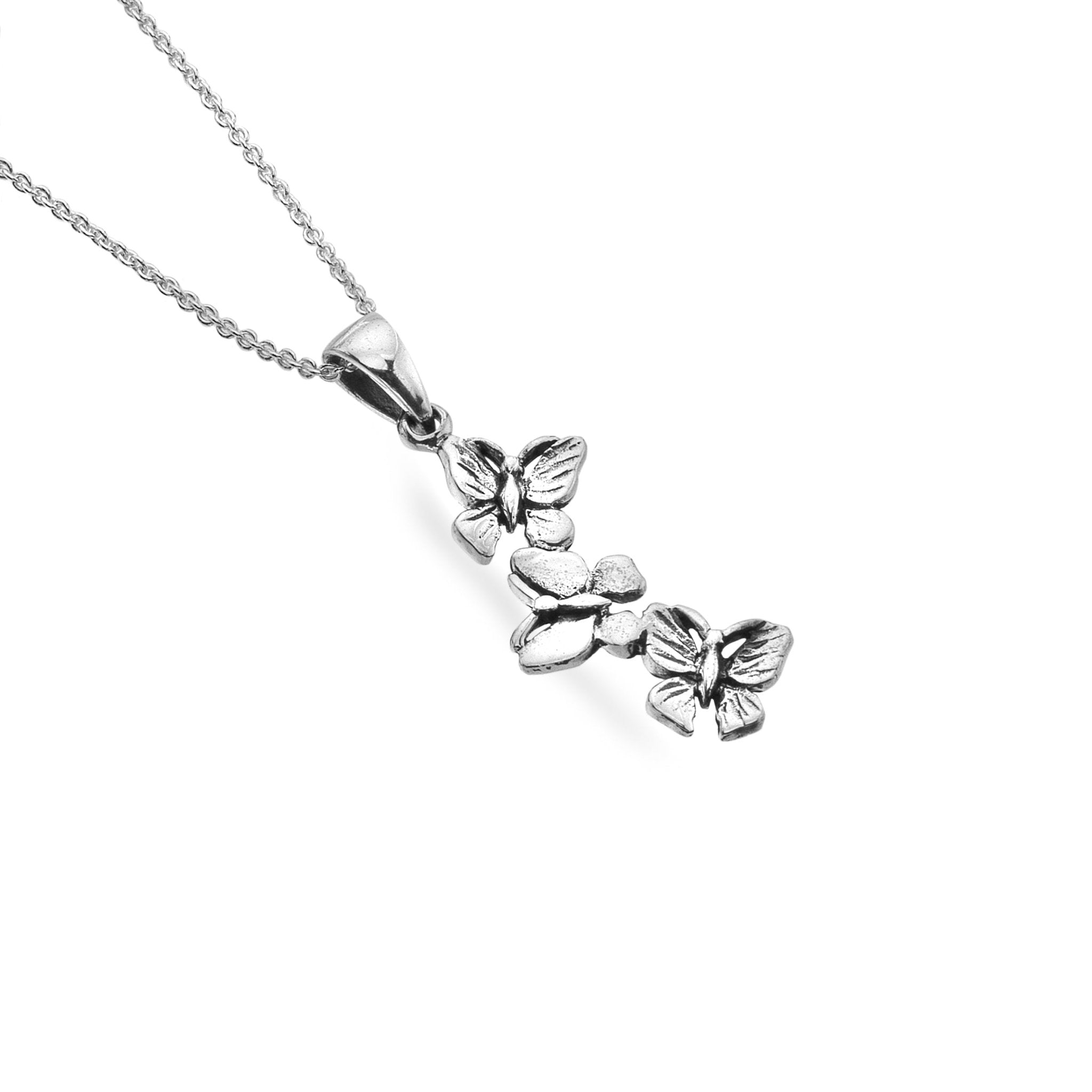 Silver Butterflies Pendant Necklace