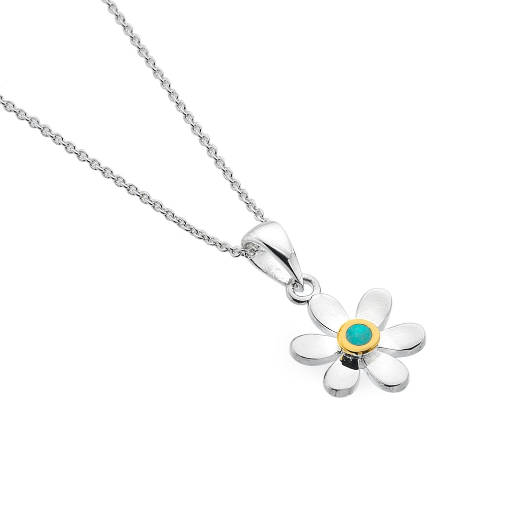 December birthstone daisy pendant - SilverOrigins