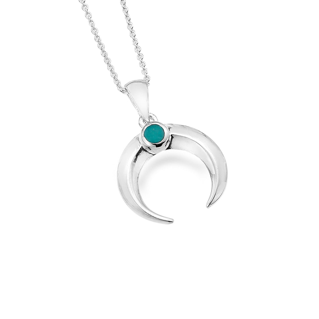 Double horn and turquoise pendant - SilverOrigins