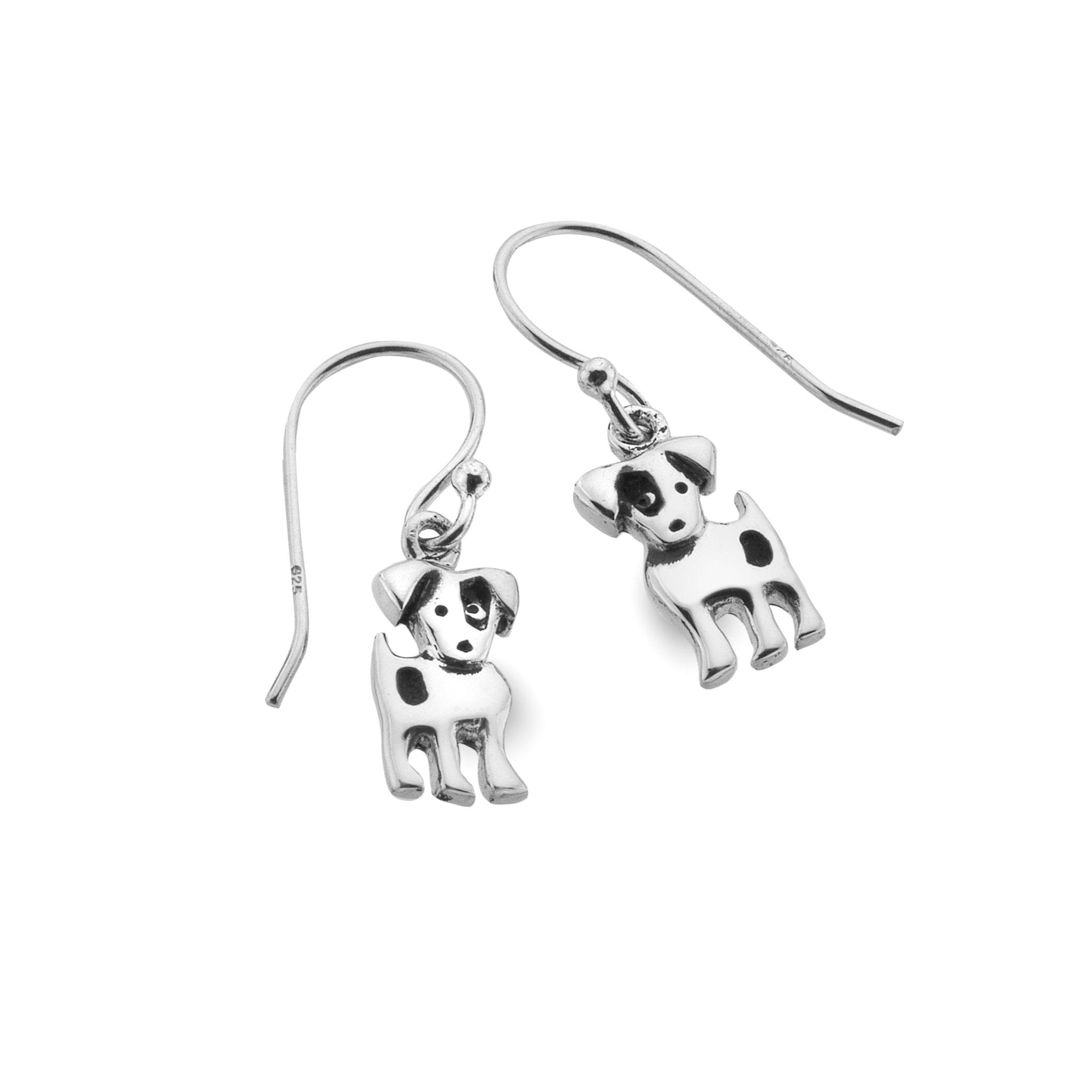 Cute Dog Drop Earrings Sterling Silver