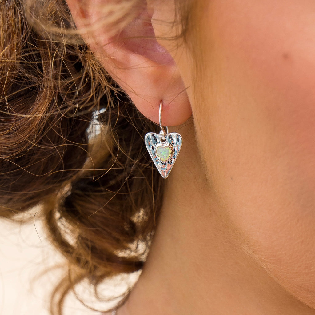 Forever opalite heart earrings - SilverOrigins