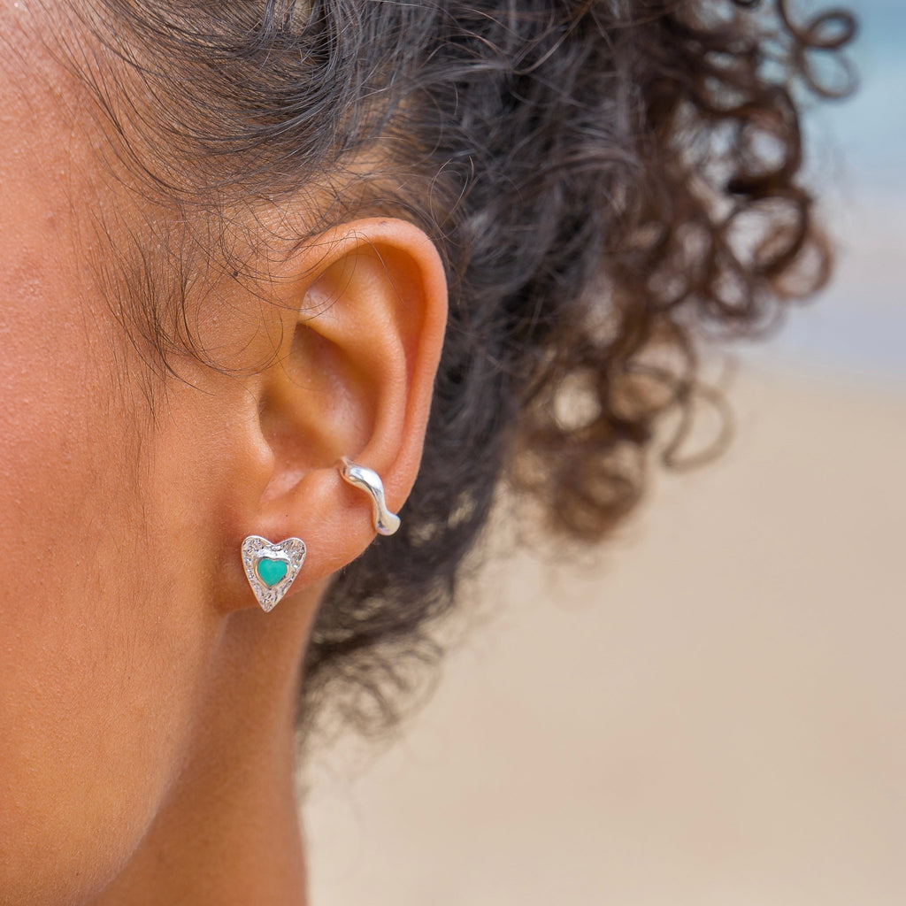 Forever turquoise heart studs - SilverOrigins