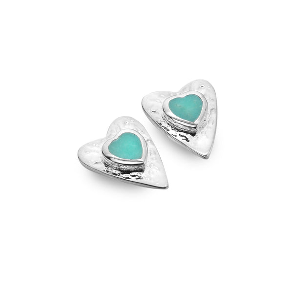 ピアス Numbering Heart Turquoise Earrings #8262 5BSA104 Heart Shaped Turquoise Earring | ExoPearl USA