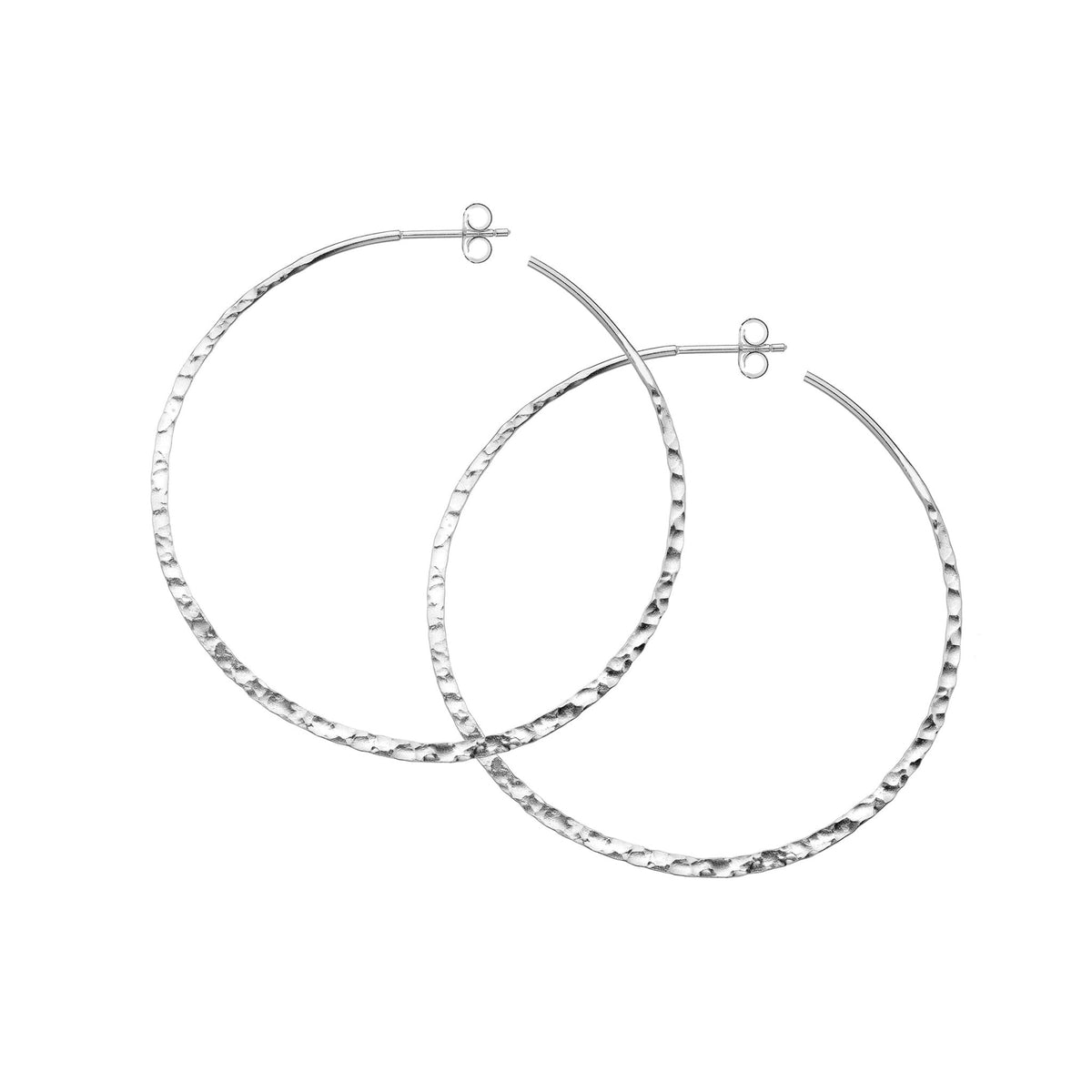 Hammered Sterling Silver Hoop Earrings, Handcrafted