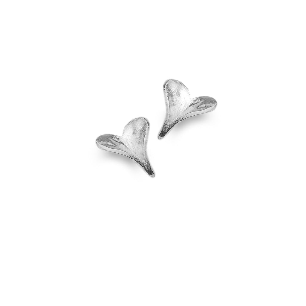 Leaf Heart Studs - SilverOrigins
