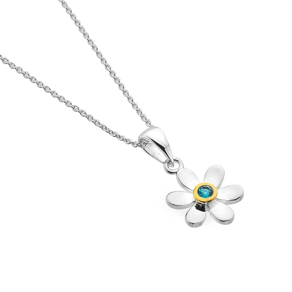 March birthstone daisy pendant - SilverOrigins