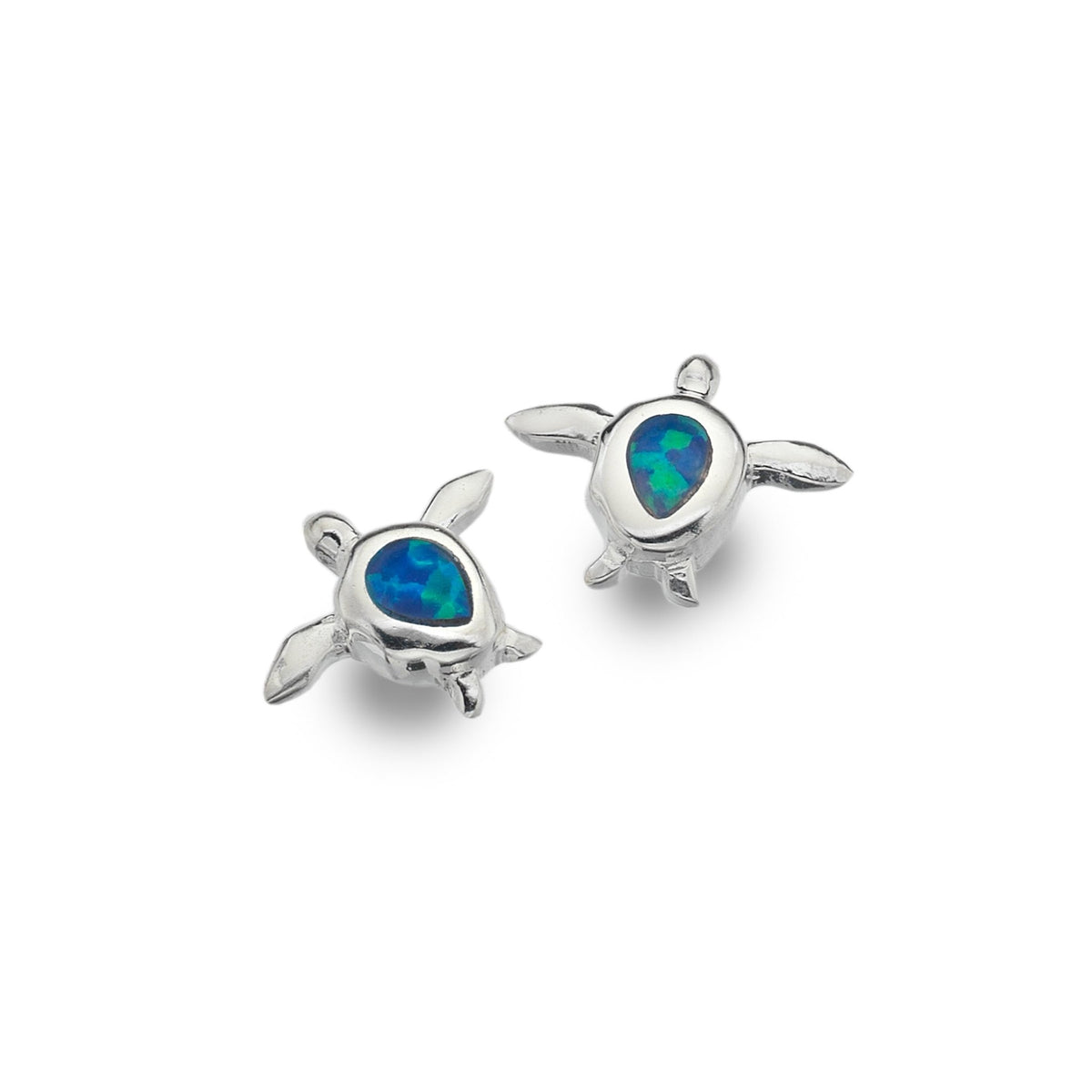 Turtle Stud Earrings, Sterling Silver & Blue Opalite, Cornish Design ...