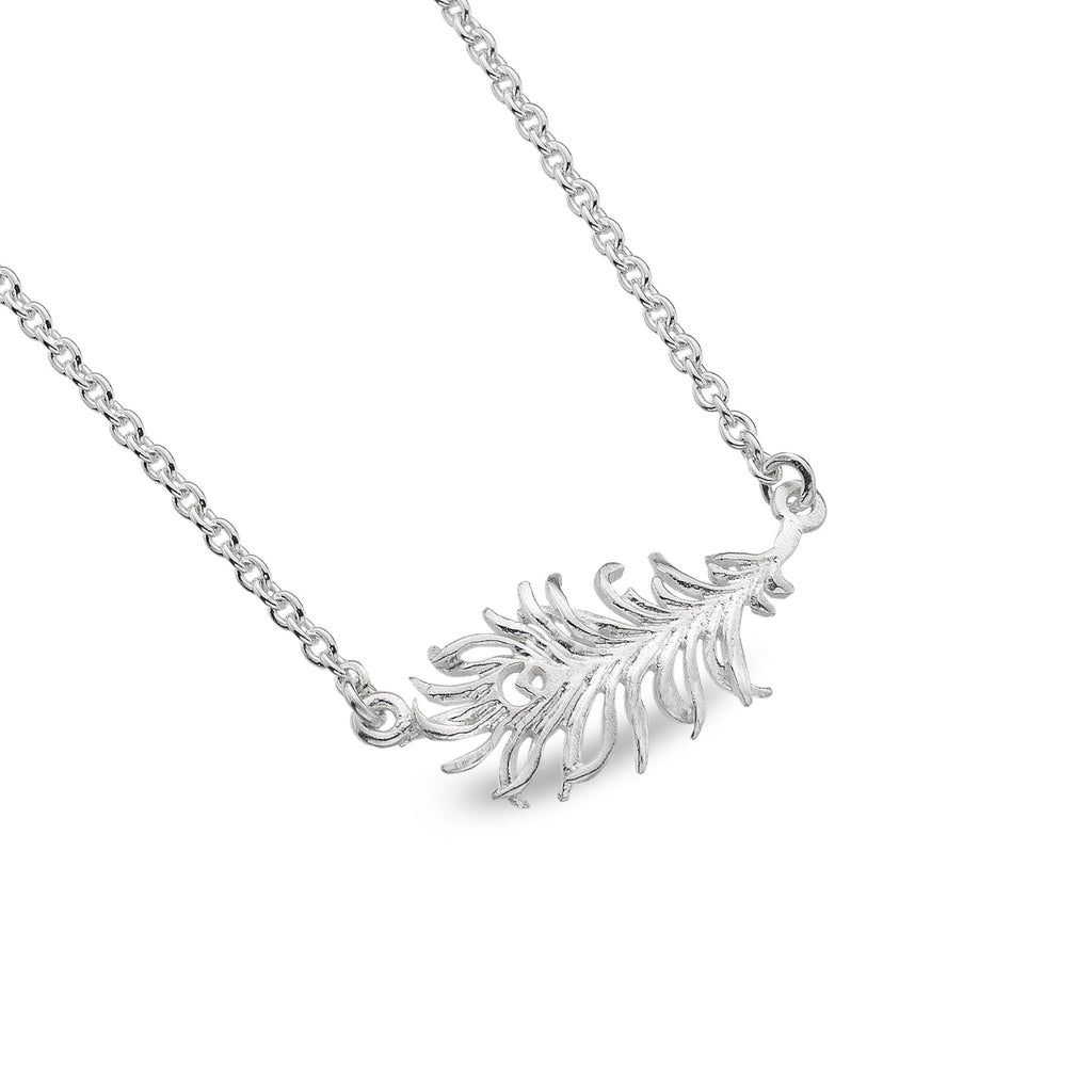 Peacock Feather Necklace - SilverOrigins