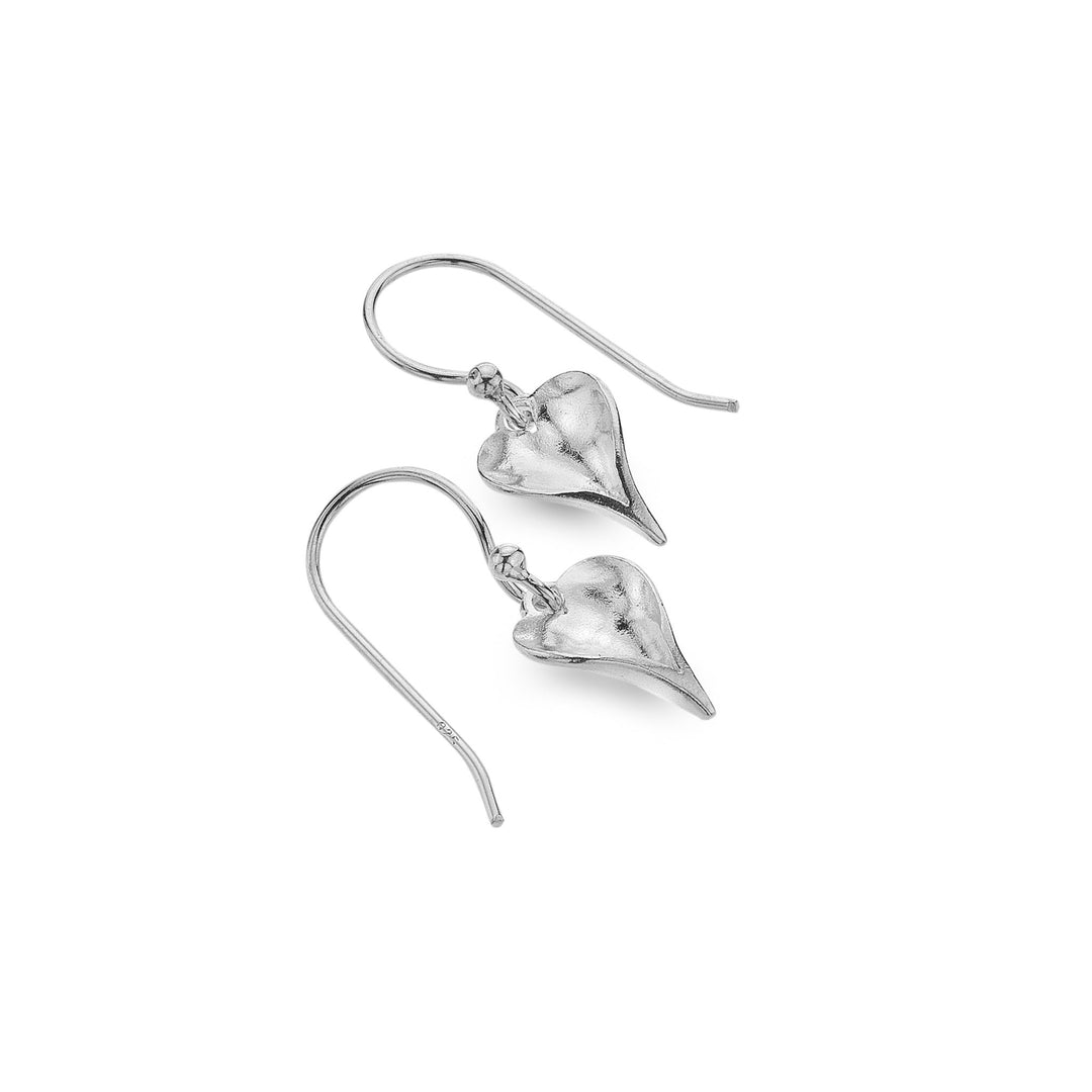 Petite leaf heart earrings