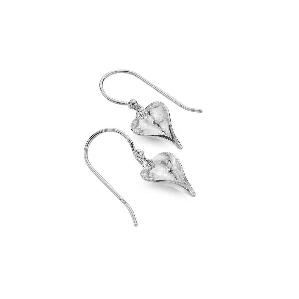 Petite leaf heart earrings - SilverOrigins