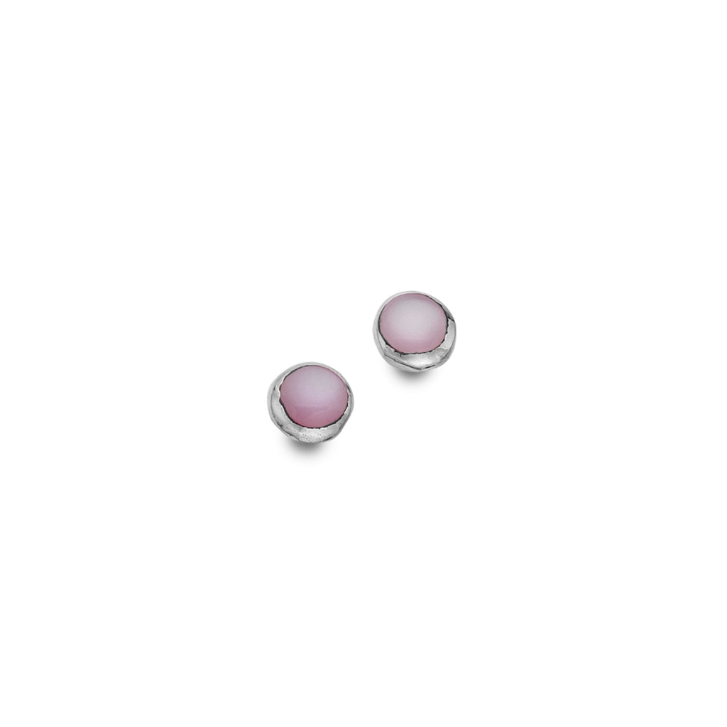 Pink mother of pearl studs - SilverOrigins