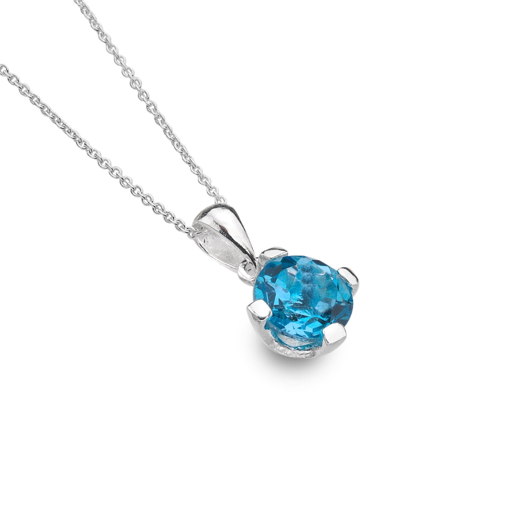 Sea gem blue topaz pendant - SilverOrigins