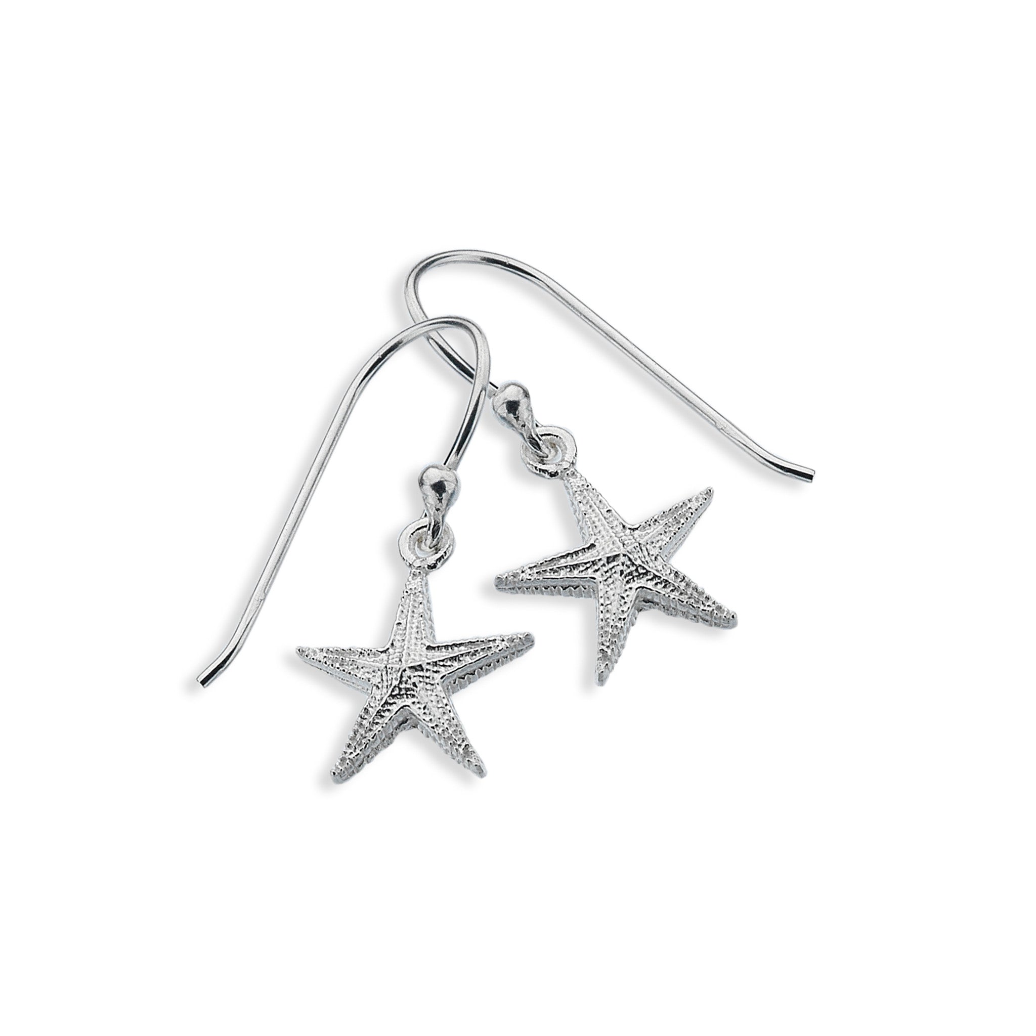 Sparkling Starfish Drop Earrings Sterling Silver