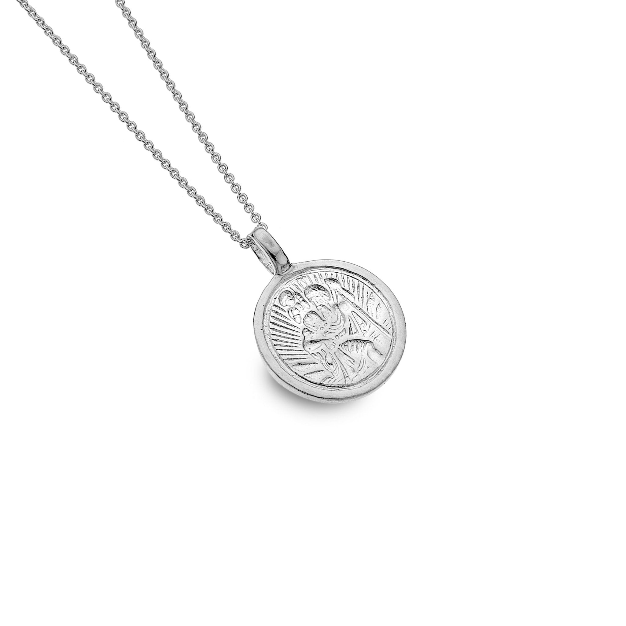 Amazon.com: Alexander Castle Small 925 Sterling Silver St Christopher  Necklace for Boys Girls - 14mm Saint Christopher Medal with 18
