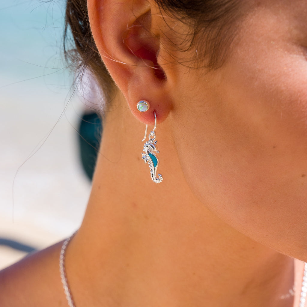 Turquoise seahorse earrings - SilverOrigins