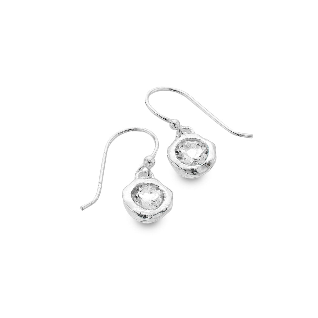White topaz rock earrings - SilverOrigins